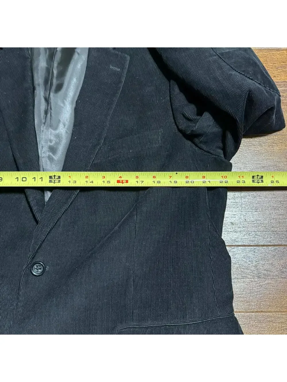 Stafford Men's Black Corduroy Suit Jacket Sport Coat with Elbow Patches 44R EUC
